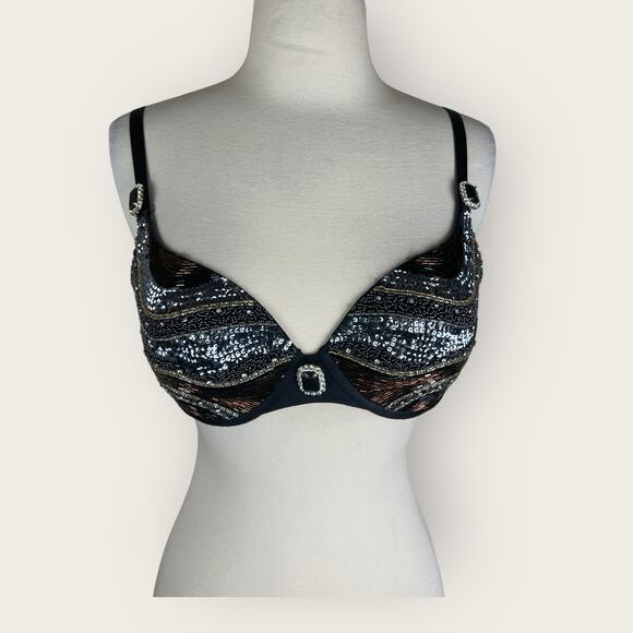 Vintage Y2K Marciano by Guess Sequined Rhinestone Bra | 36D - Picture 1 of 11